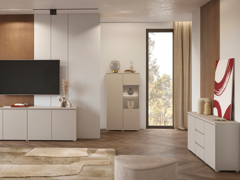 Komoda dwudrzwiowa z szufladami 150 cm do salonu kaszmir MODO, 8410942