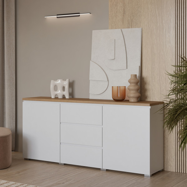 Biała dwudrzwiowa komoda 150 cm do salonu MODO, 8410952