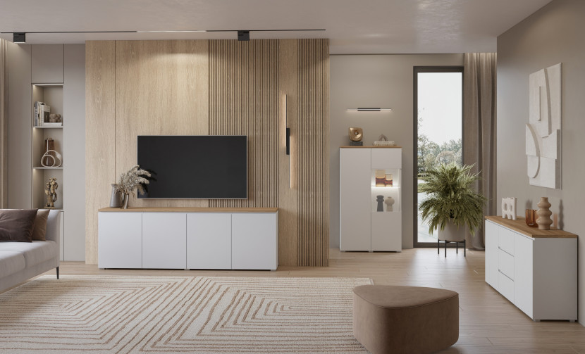 Biała dwudrzwiowa komoda 150 cm do salonu MODO, 8410954