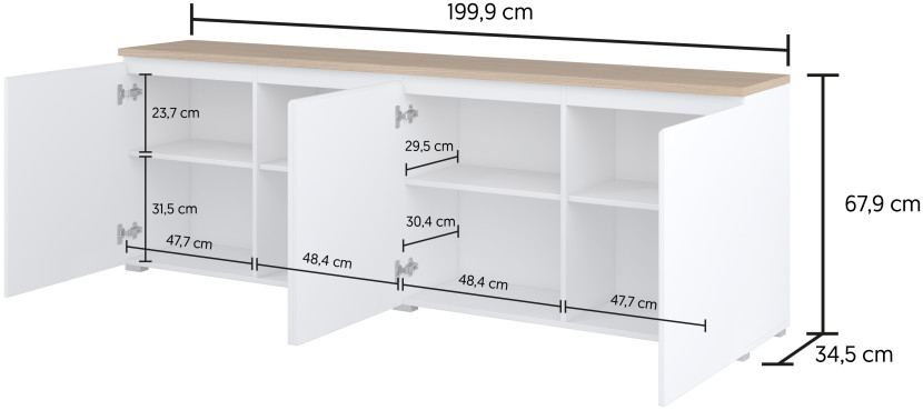 Kaszmirowa komoda czterodrzwiowa do salonu 200 cm MODO, 8410967