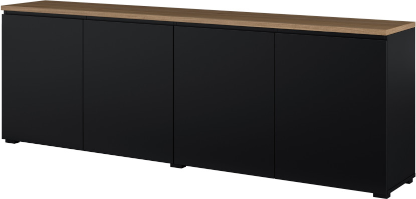 Czarna czterodrzwiowa komoda 200 cm do salonu MODO, 8410979