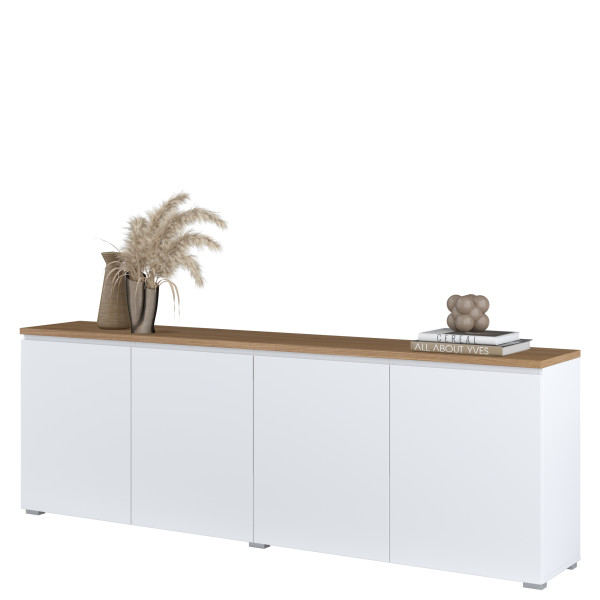 Biała czterodrzwiowa komoda 200 cm do salonu MODO, 8410992