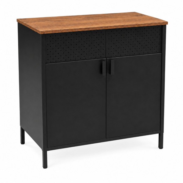 Komoda loft z drzwiczkami czarna 80 cm szafka industrialna do salonu, 8418850