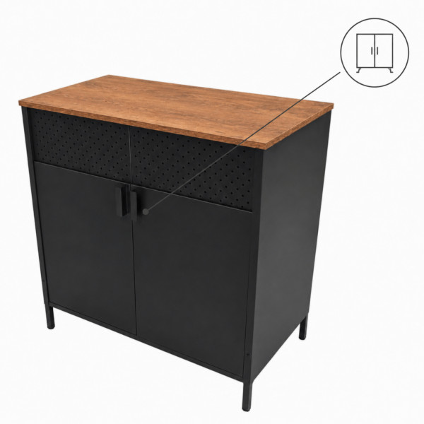 Komoda loft z drzwiczkami czarna 80 cm szafka industrialna do salonu, 8418854