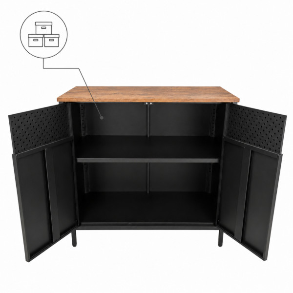 Komoda loft z drzwiczkami czarna 80 cm szafka industrialna do salonu, 8418855