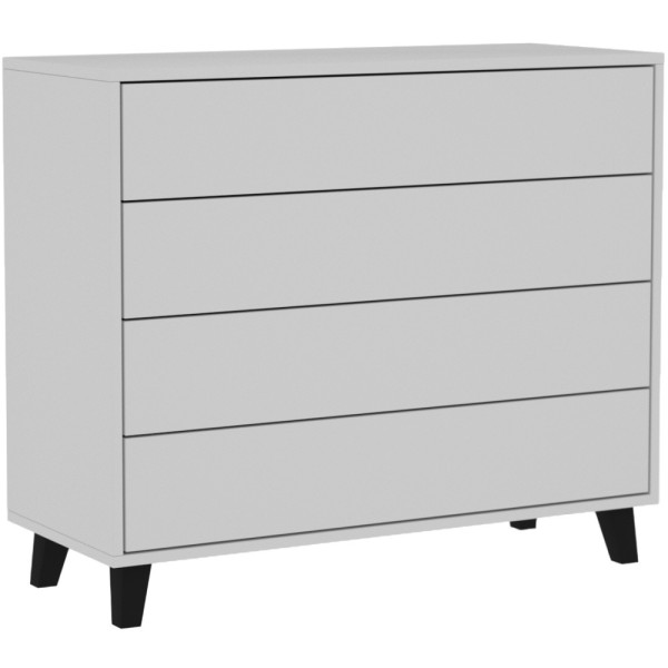 Komoda HOME 100 cm z 4 szufladami Push-to-open | Biała + drewniane nóżki, 8421768