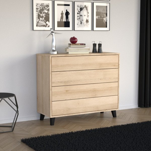 Komoda HOME 80 cm z 4 szufladami Push-to-open| Artisan + drewniane nóżki, 8421791