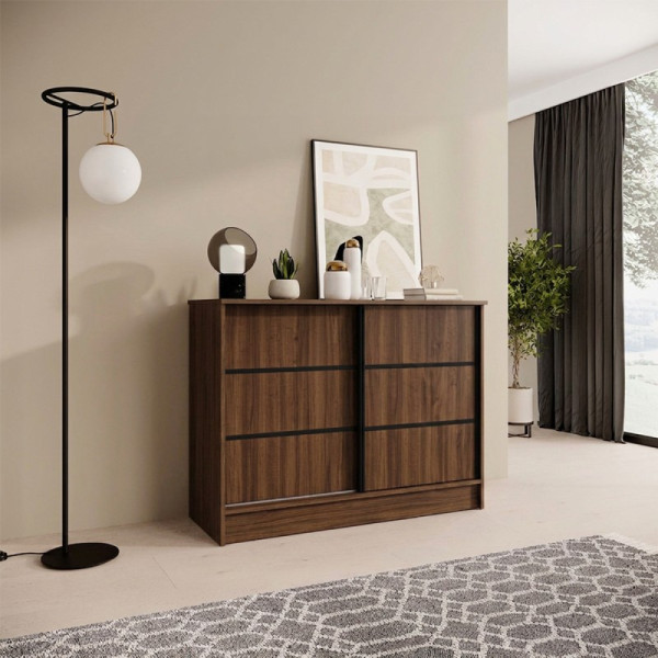 Komoda MIRELA 100 cm Orzech Warmia Do Salonu 2 Drzwi Przesuwne, 8421808