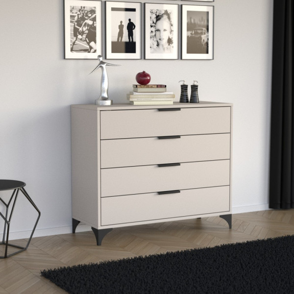Komoda HOME 80 cm z 4 szufladami z uchwytami | Kaszmir + metalowe nóżki, 8421820