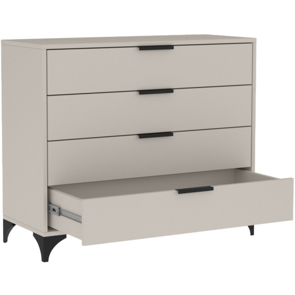 Komoda HOME 100 cm z 4 szufladami z uchwytami | Kaszmir + metalowe nóżki, 8421851