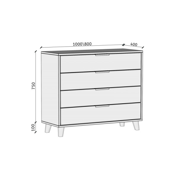 Komoda HOME 100 cm z 4 szufladami Push-to-open | Kaszmir + drewniane nóżki, 8421869