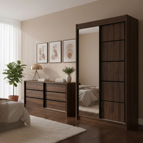 Komoda MIRELA 160 cm Orzech Warmia Do Salonu 2 Drzwi Przesuwne, 8421921