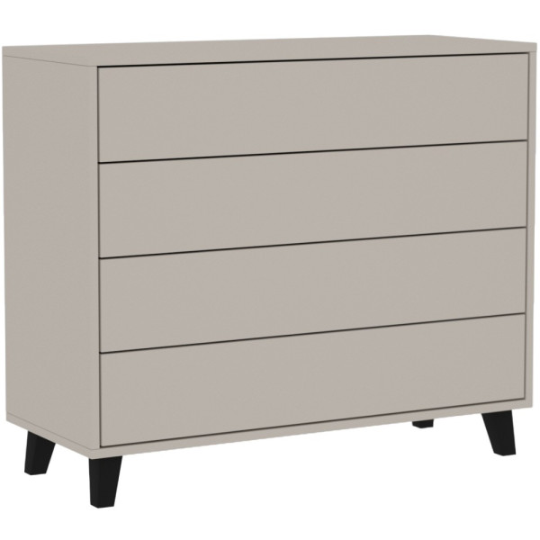 Komoda HOME 80 cm z 4 szufladami Push-to-open | Kaszmir + drewniane nóżki, 8422013