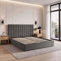 Łóżko tapicerowane MELVIO 180x200 z pojemnikiem | Szary