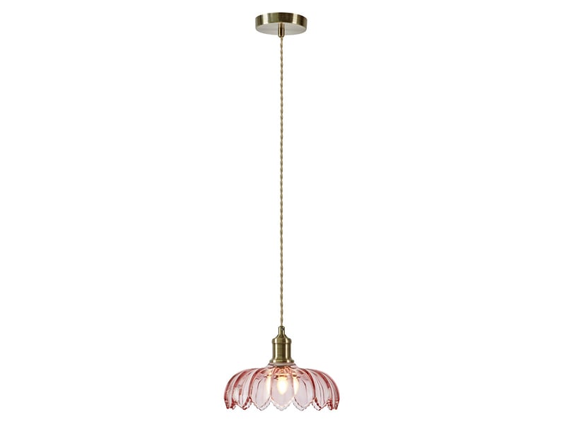 Lampa wisząca Kurage szklana różowa, 8453202