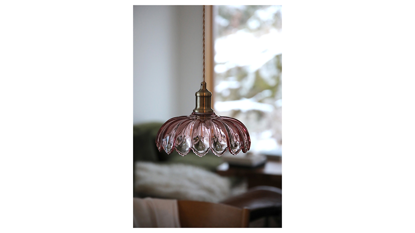 Lampa wisząca Kurage szklana różowa, 8453203