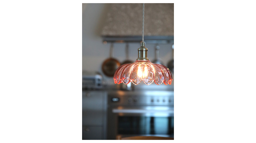 Lampa wisząca Kurage szklana różowa, 8453204