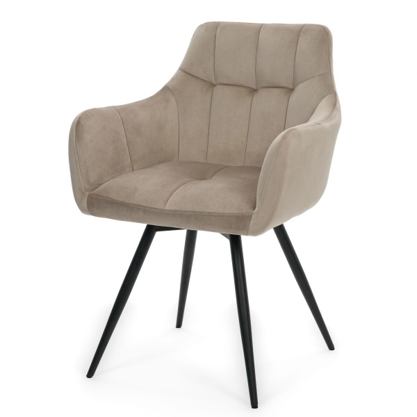 Krzesło tapicerowane obrotowe welurowe do salonu FANO ciemnobeżowe, 8454491