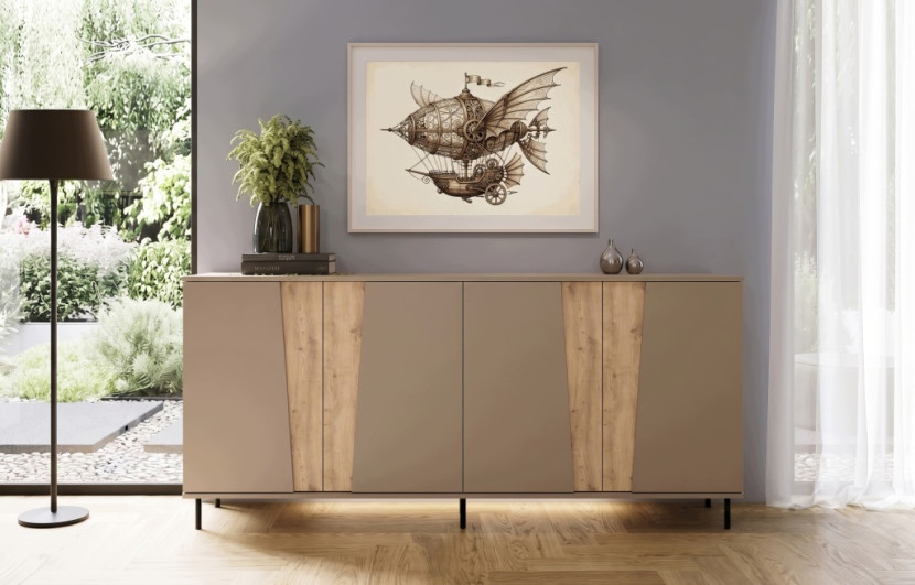 Komoda Felix 200 cm Kaszmir Dąb Artisan Nowoczesna 4 Drzwi, 8462112