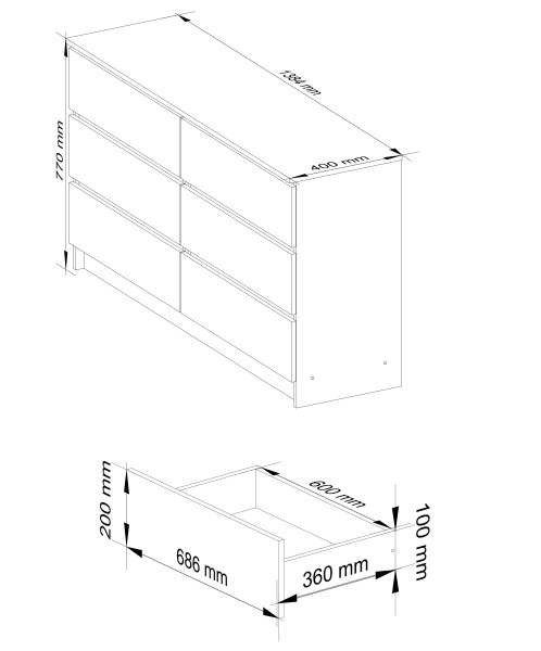 Komoda AKORD K140 Biała 138 cm Biały mat 138x40x77 cm, 8462146
