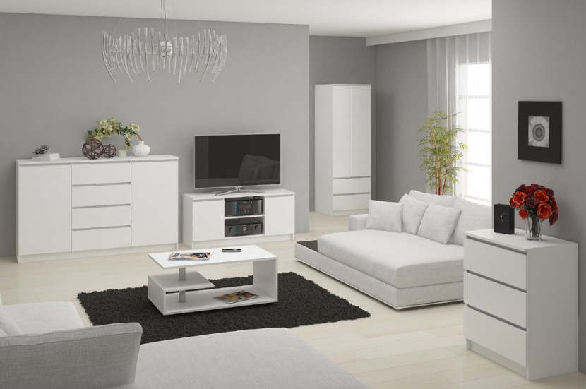 Komoda AKORD K140 Biała 138 cm Biały mat 138x40x77 cm, 8462151