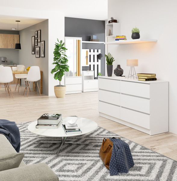Komoda AKORD K140 Biała 138 cm Biały mat 138x40x77 cm, 8462152