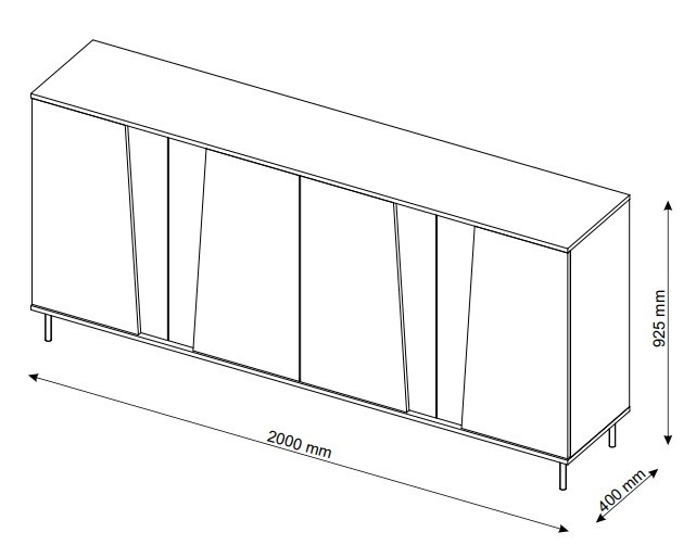 Komoda Felix 200 cm Kaszmir Grafit Nowoczesna 4 Drzwi, 8462250