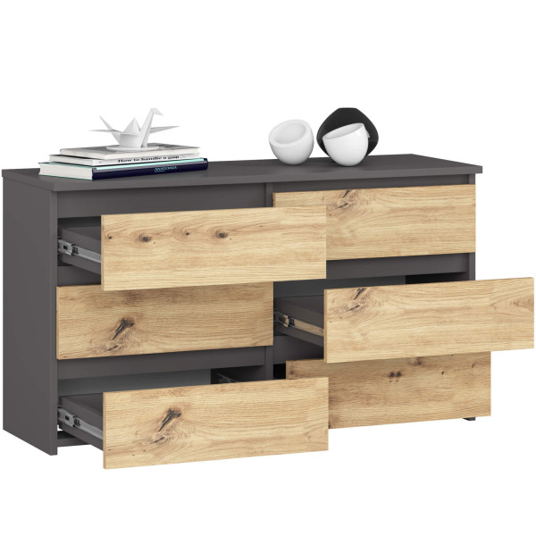 Komoda AKORD CL100 Grafit Szary, Dąb Artisan mat 100x35x57cm, 8462254