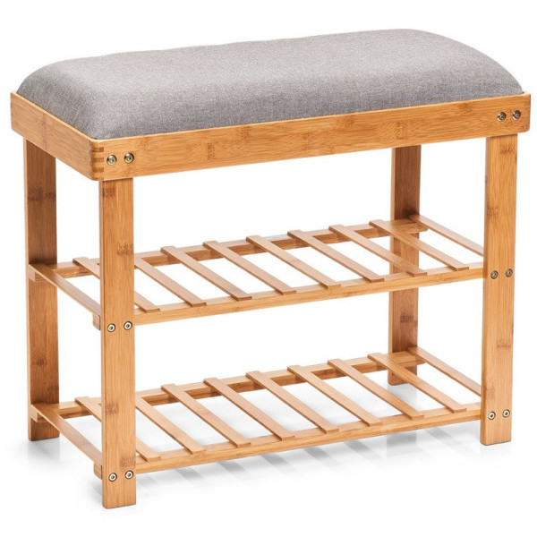 Szafka z bambusa na buty, drewniany stołek z siedziskiem, 848775