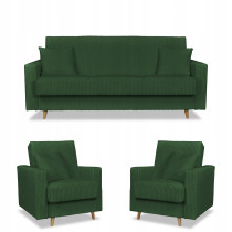 Zestaw wypoczynkowy Rene kanapa i fotele zielone