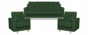 Zestaw wypoczynkowy Rene kanapa i fotele zielone