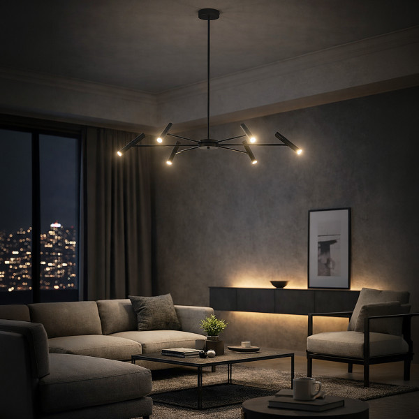 Lampa Wisząca Led Tk Lighting Niva Czarna 30W Ruchoma Regulowane Ramiona, 8574062