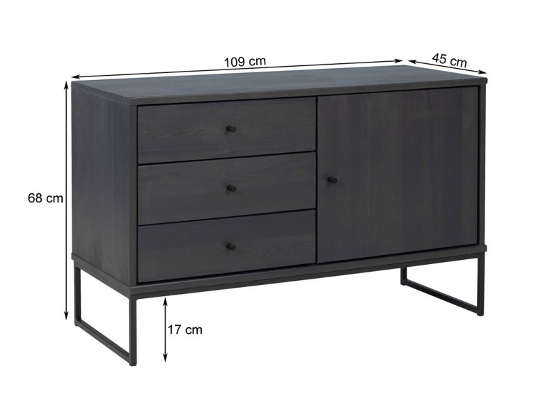 Komoda Megan loft III drewno i metal, kolor dębowy, 8576240