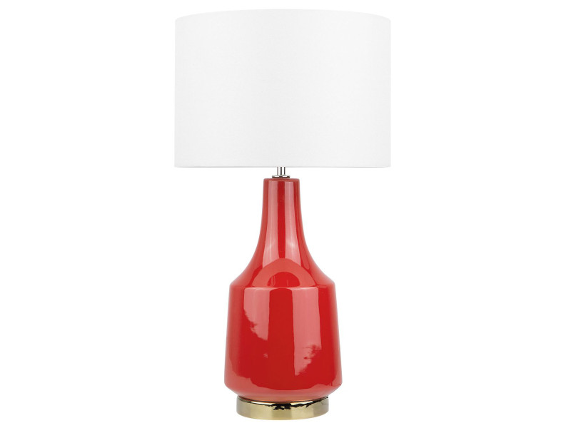 Lampa stołowa nocna ceramiczna czerwona, 863778