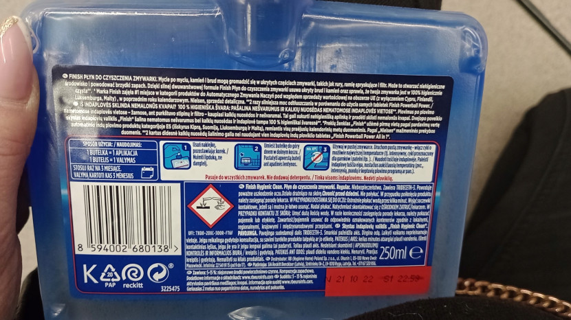 Płyn do czyszczenia zmywarki Finish 250 ml, 8641314
