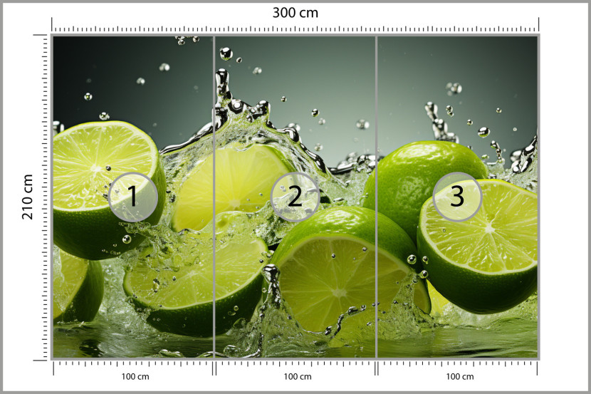 Fototapeta Do Kuchni Abstrakcyjne Limonki Owoce 300x210cm, 870515