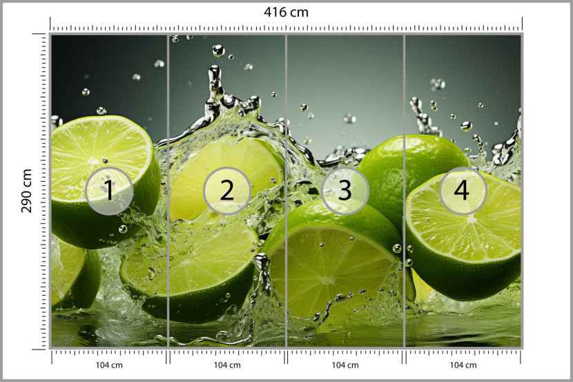 Fototapeta Do Kuchni Abstrakcyjne Limonki Owoce 416x290cm, 870566