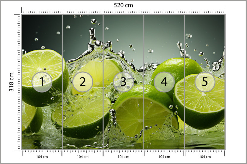 Fototapeta Do Kuchni Abstrakcyjne Limonki Owoce 520x318cm, 870802