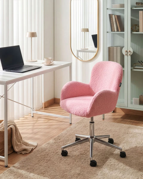 Fotel biurowy obrotowy boucle różowe, 8753748