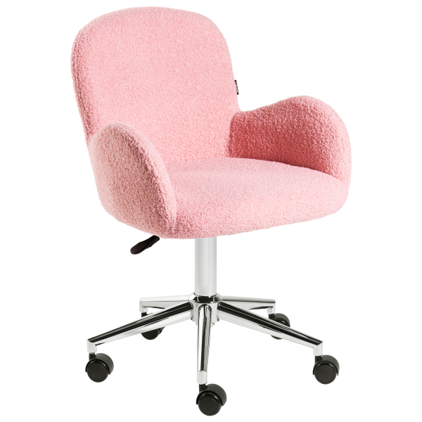 Fotel biurowy obrotowy boucle różowe, 8753751