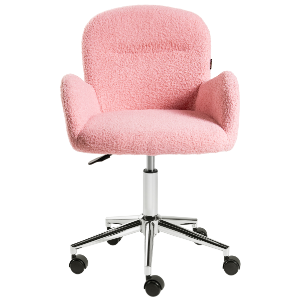 Fotel biurowy obrotowy boucle różowe, 8753752