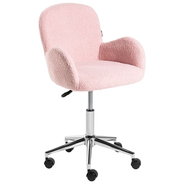 Fotel biurowy obrotowy boucle pastelowy róż, 8754156