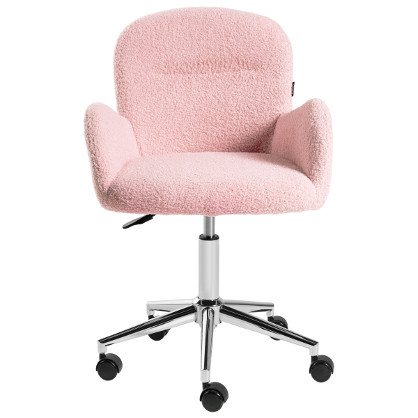 Fotel biurowy obrotowy boucle pastelowy róż, 8754158