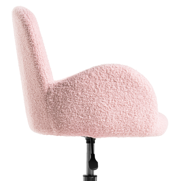 Fotel biurowy obrotowy boucle pastelowy róż, 8754159
