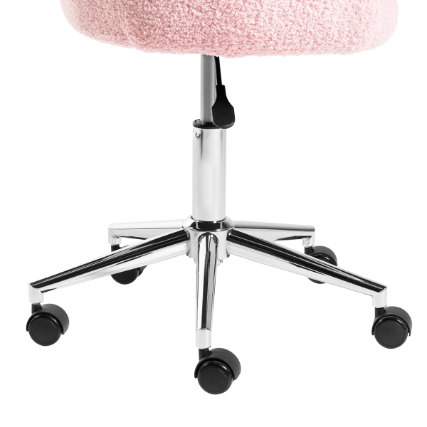 Fotel biurowy obrotowy boucle pastelowy róż, 8754160