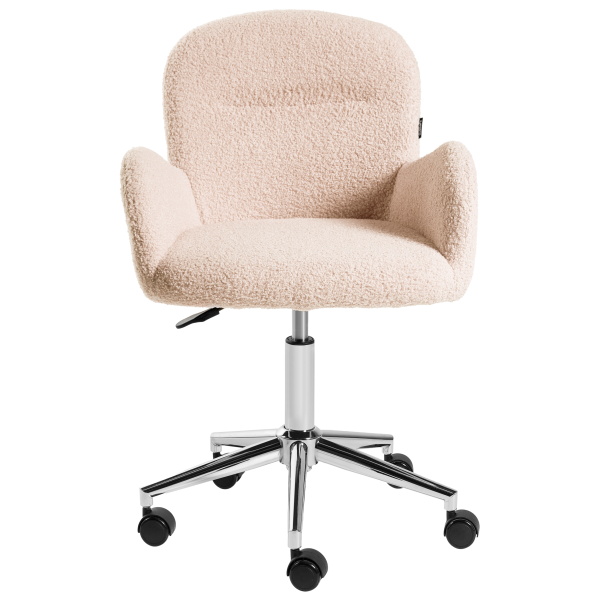 Fotel biurowy obrotowy boucle jasnobeżowe, 8754563