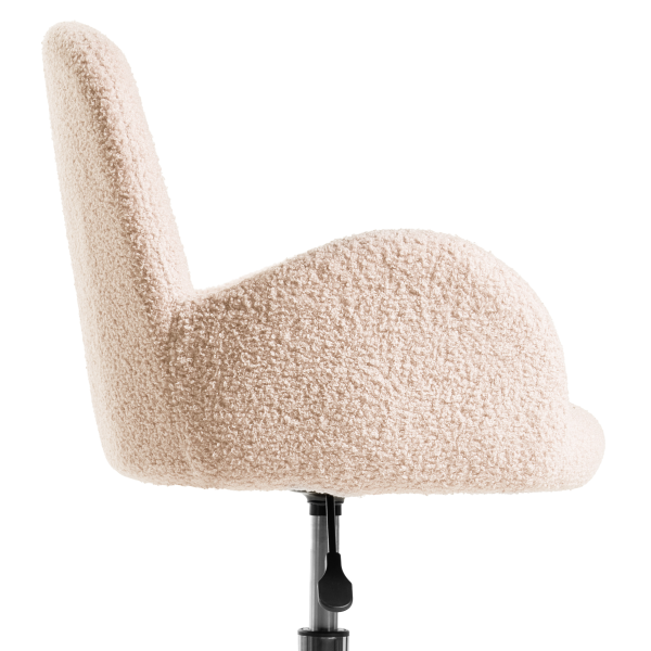 Fotel biurowy obrotowy boucle jasnobeżowe, 8754564