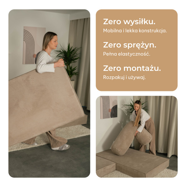 Narożnik piankowy ETERA z funkcją spania Fioletowy, 8792309