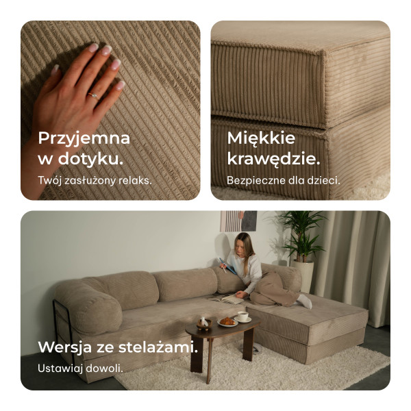 Narożnik piankowy ETERA z funkcją spania Żółty, 8793348