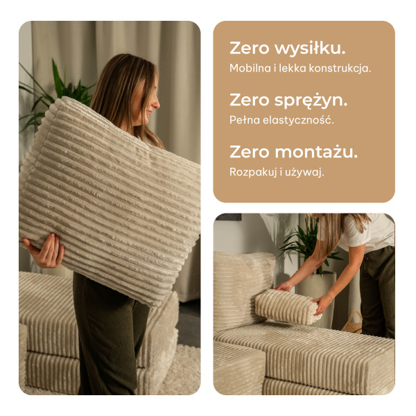 Narożnik piankowy NOTIA z funkcją spania Beżowy, 8793431